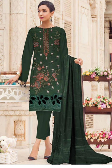 3 Piece Gul Ahmad Dhanak Karahi Valvet Shawl ZR-1290-WC
