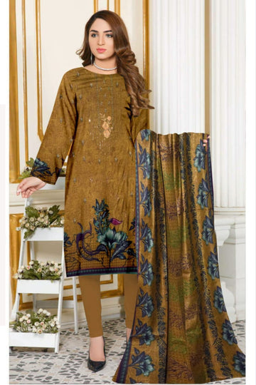 3 Piece Dhanak 2 Head Embroidery Zari Dupata ZR-1298-WC
