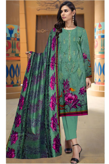 3 Piece Dhanak 2 Head Embroidery Zari Dupata ZR-1302-WC
