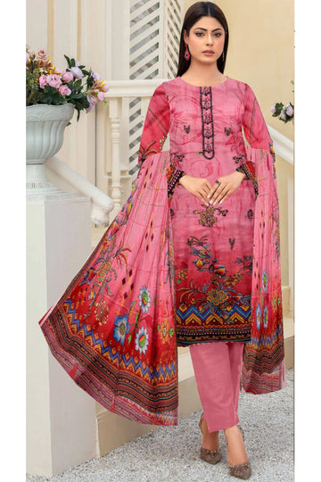 3 Piece Linuen Embroidery with Tussal Lace Dupatta ZR-1305-WC