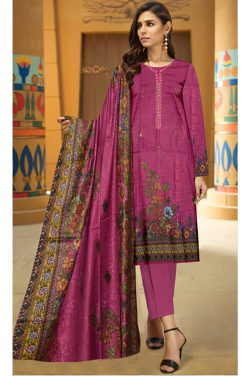 3 Piece Dhanak 2 Head Embroidery Zari Dupata ZR-1303-WC