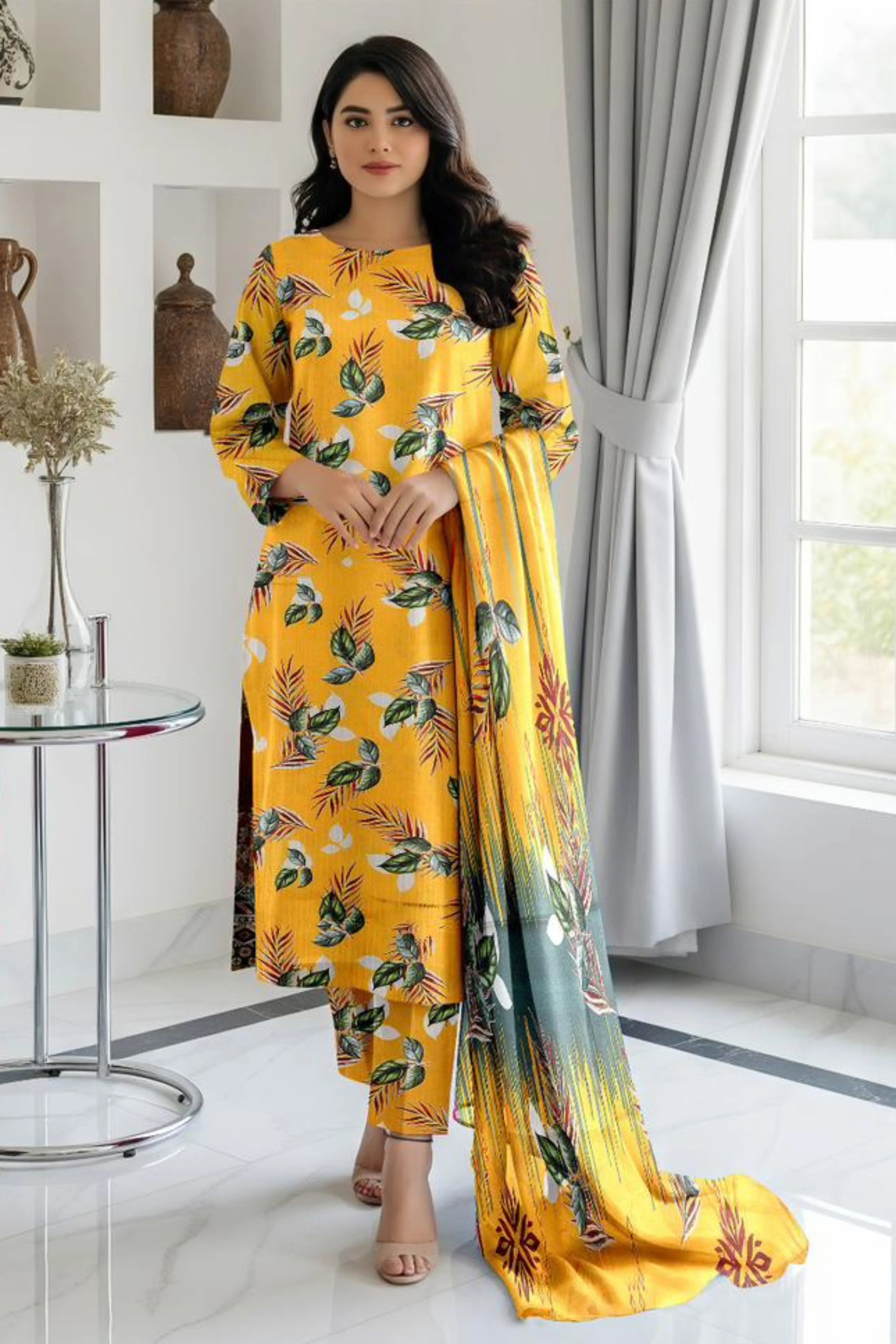 3 Piece Bana Doria Linuen Printed with Tana Dora Dupatta ZR-1318-WC