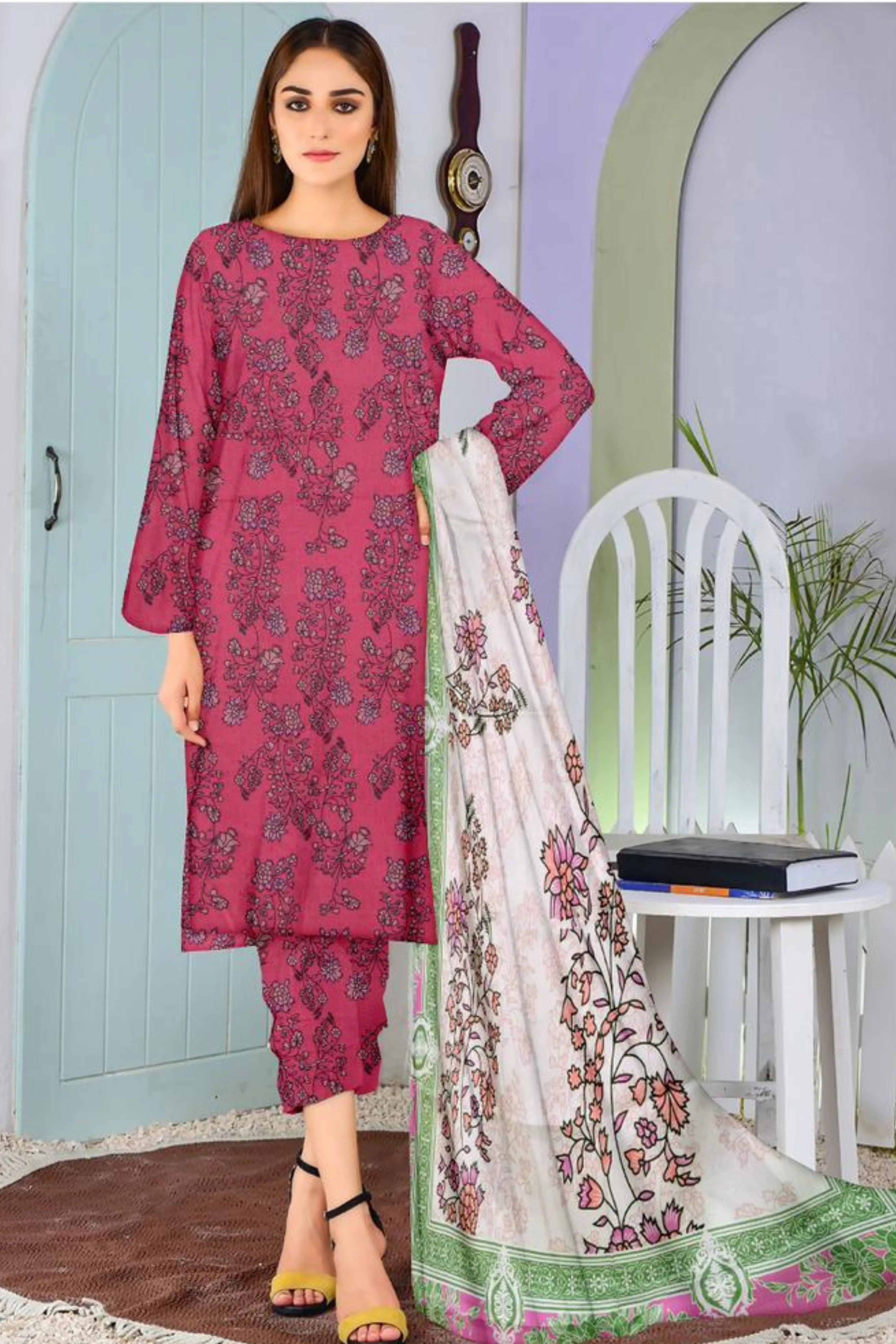 3 Piece Bana Dora Linuen Printed with Tana Dora Dupatta ZR-1316-WC