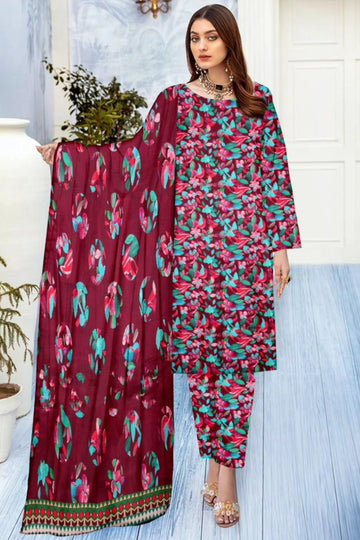 3 Piece Bana Doria Linuen Printed with Tana Dora Dupatta ZR-1317-WC