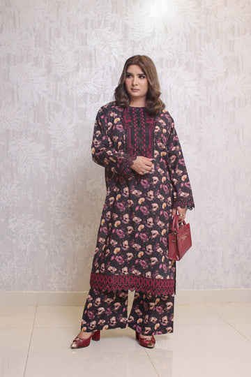 2 Piece - Black Plum Color Bana Doria Suit | ZB1016-SM
