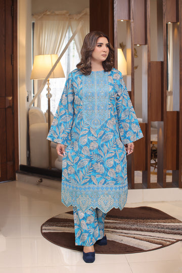 2 Piece - Light Frozen Color All Over Print Bana Dorea Soft Lawn | ZB1012-SM