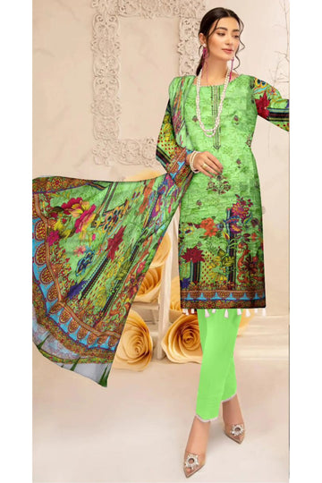 3 Piece Linuen Embroidery with Tussal Lace Dupatta ZR-1311-WC