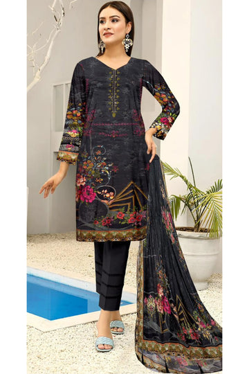 3 Piece Linuen Embroidery with Tussal Lace Dupatta ZR-1312-WC