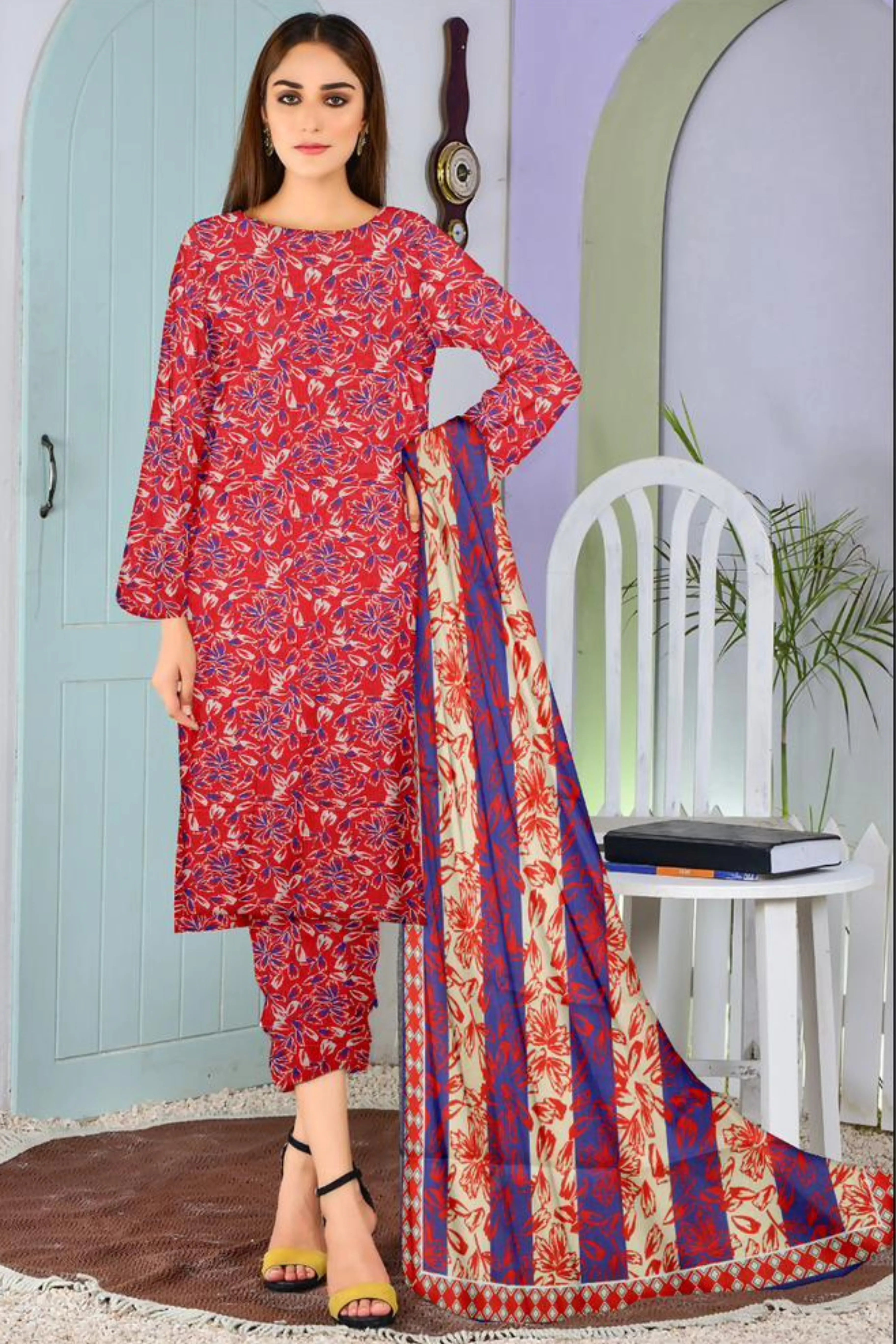3 Piece Bana Doria Linuen Printed with Tana Dora Dupatta ZR-1319-WC