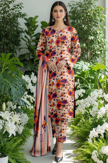 3 Piece Bana Doria Linuen Printed with Tana Dora Dupatta ZR-1324-WC