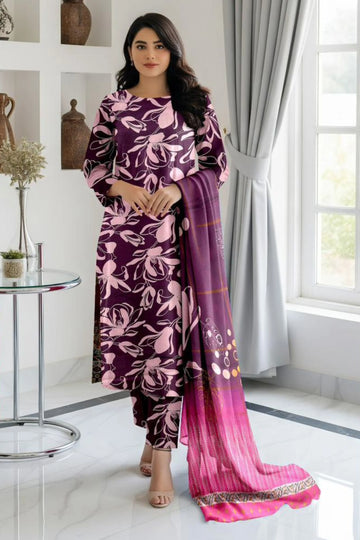 3 Piece Bana Doria Linuen Printed with Tana Dora Dupatta ZR-1321-WC