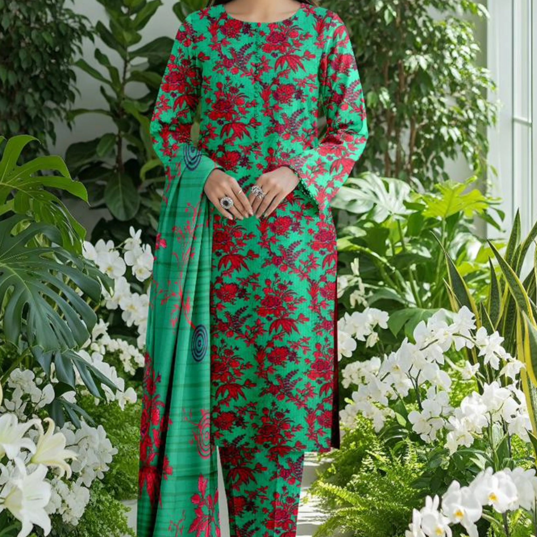 3 Piece Bana Doria Linuen Printed with Tana Dora Dupatta ZR-1315-WC