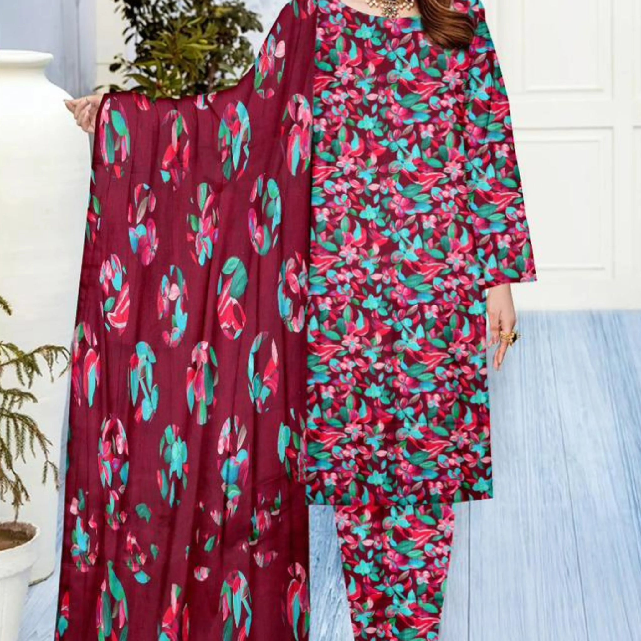 3 Piece Bana Doria Linuen Printed with Tana Dora Dupatta ZR-1317-WC