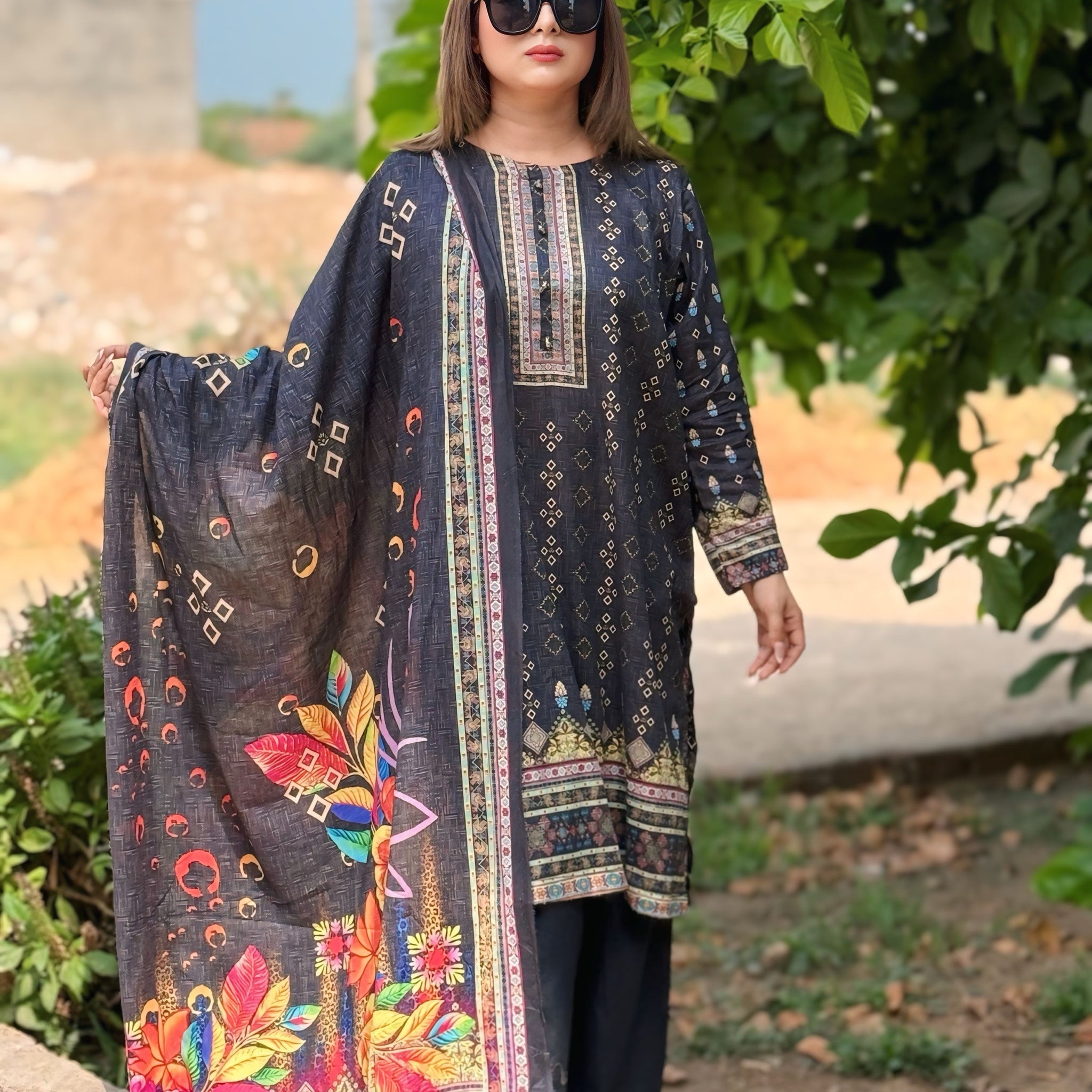 3 Piece -Multi Printed Color Premium Soft Lawn | ZB1023-SM