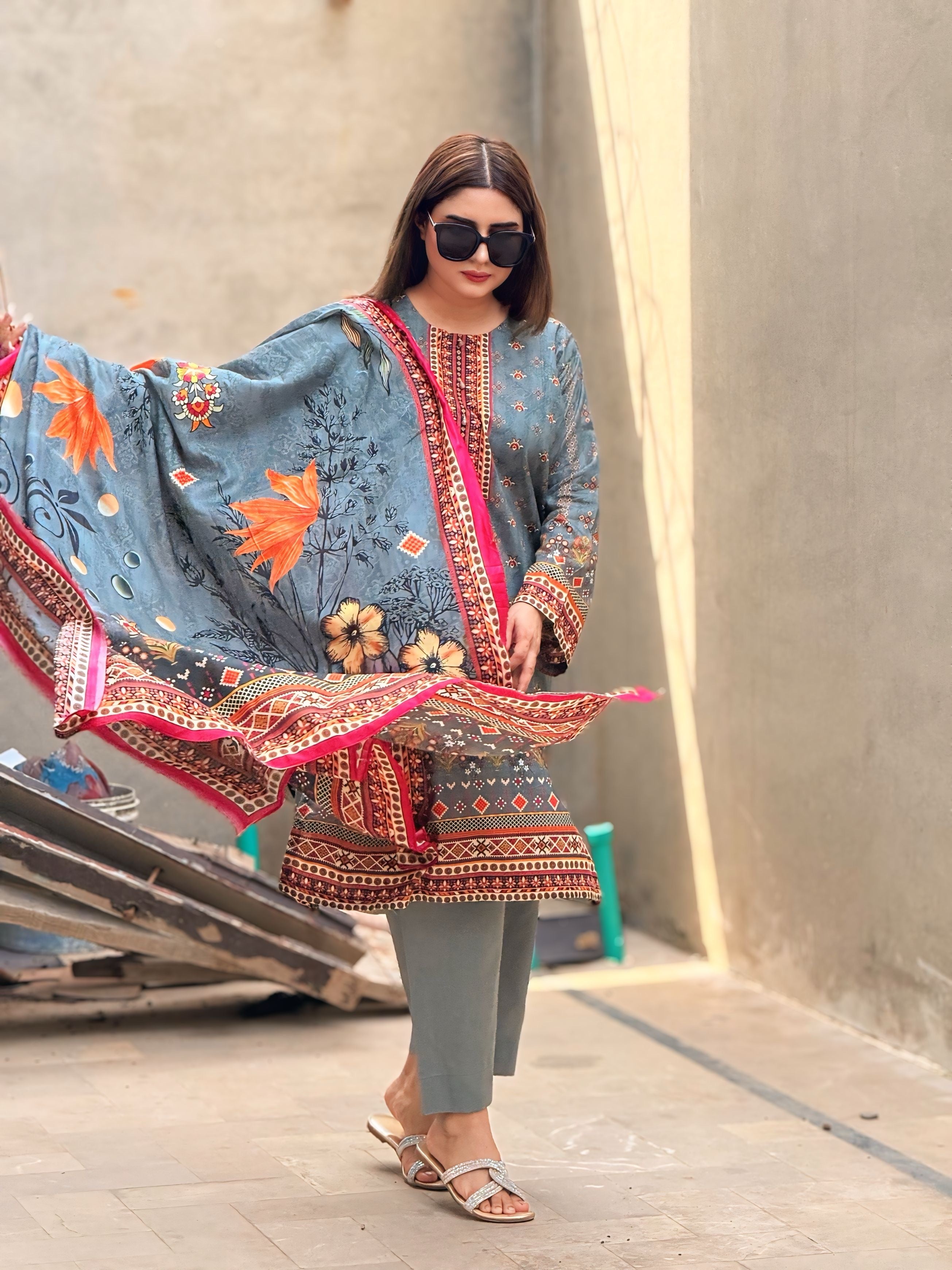 3 Piece -Multi Printed Color Premium Soft Lawn | ZB1023-SM