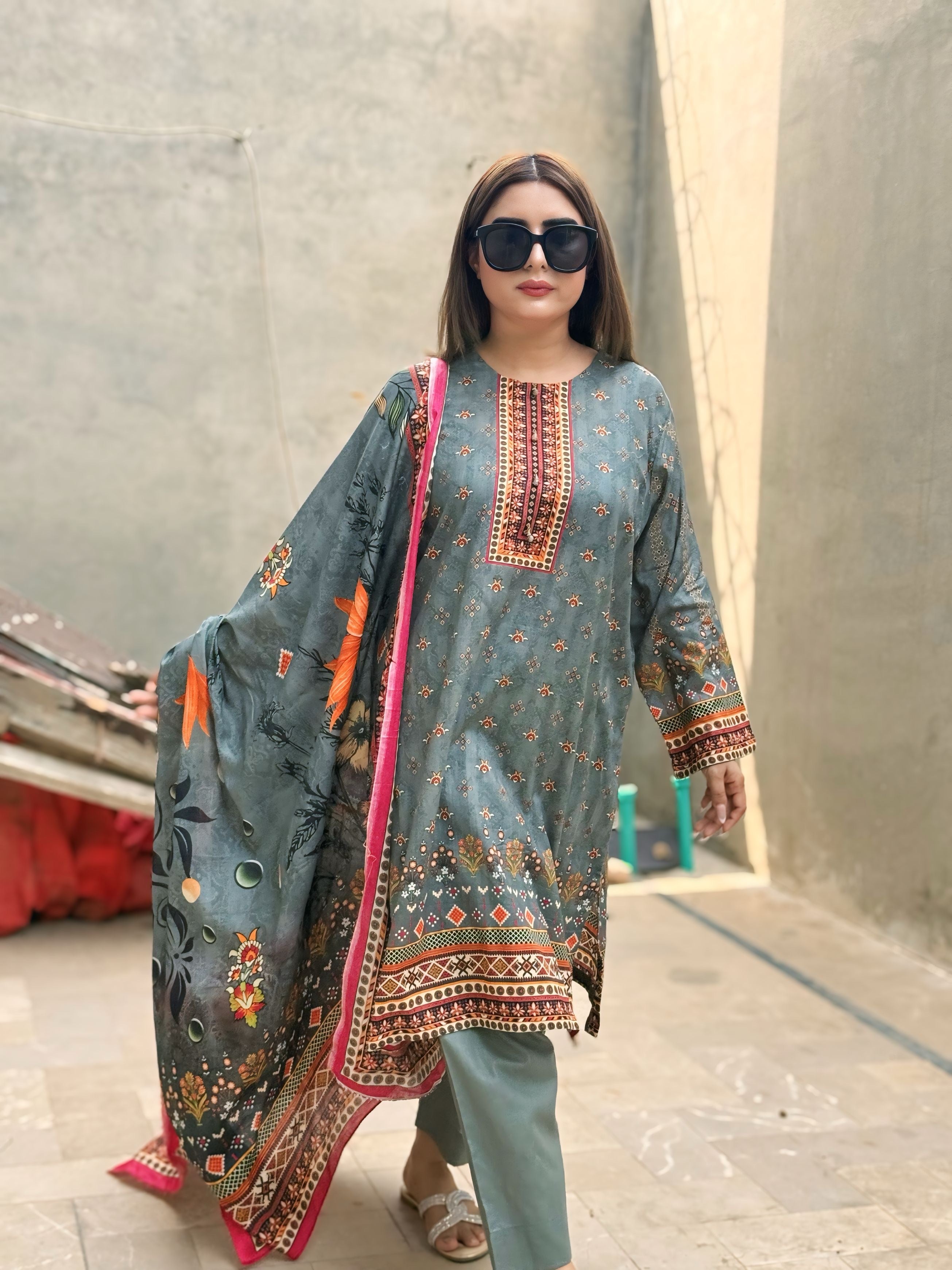 3 Piece -Multi Printed Color Premium Soft Lawn | ZB1023-SM
