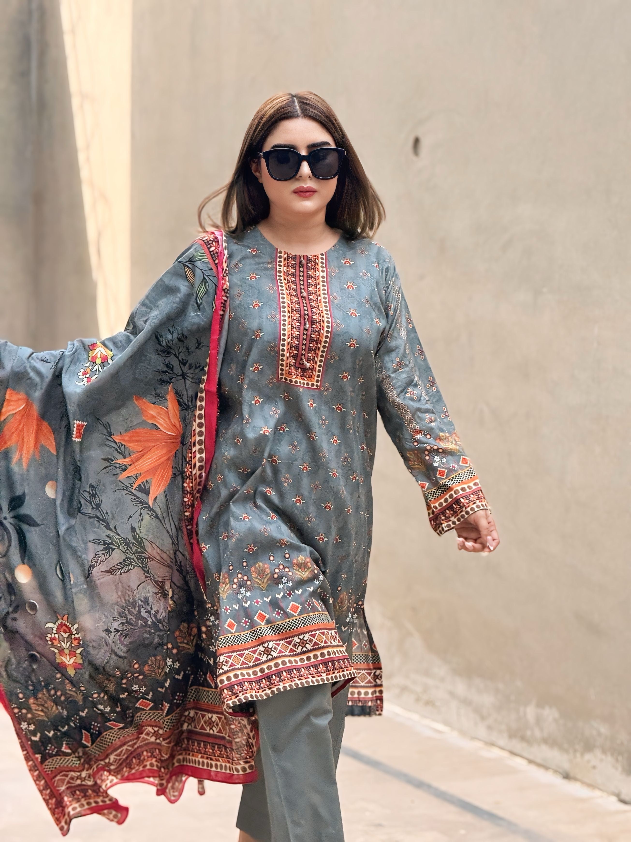 3 Piece -Multi Printed Color Premium Soft Lawn | ZB1023-SM