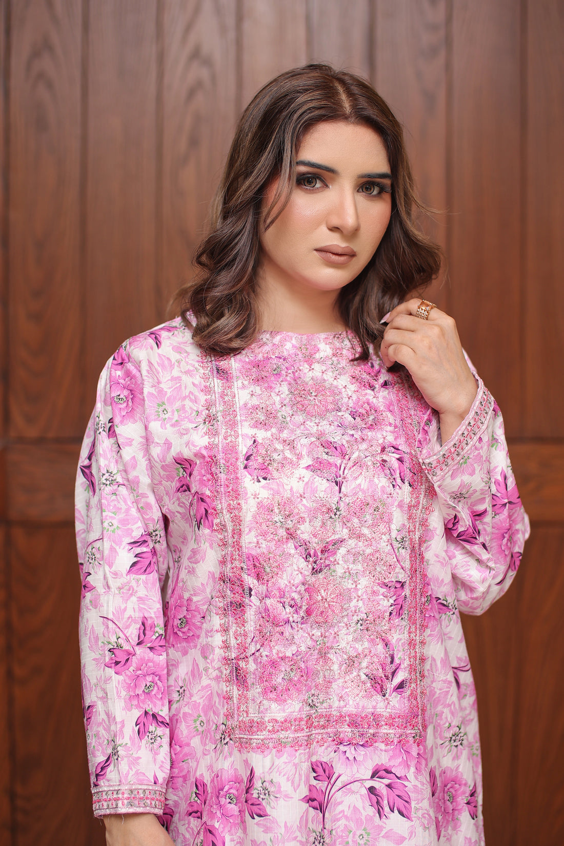 2 Piece - Baby Pink Color All Over Print Soft Lawn | ZB1015-SM