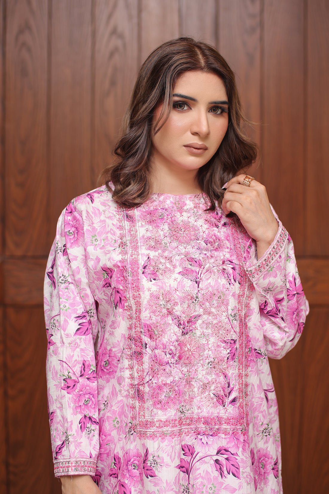 2 Piece - Baby Pink Color All Over Print Soft Lawn | ZB1015-SM