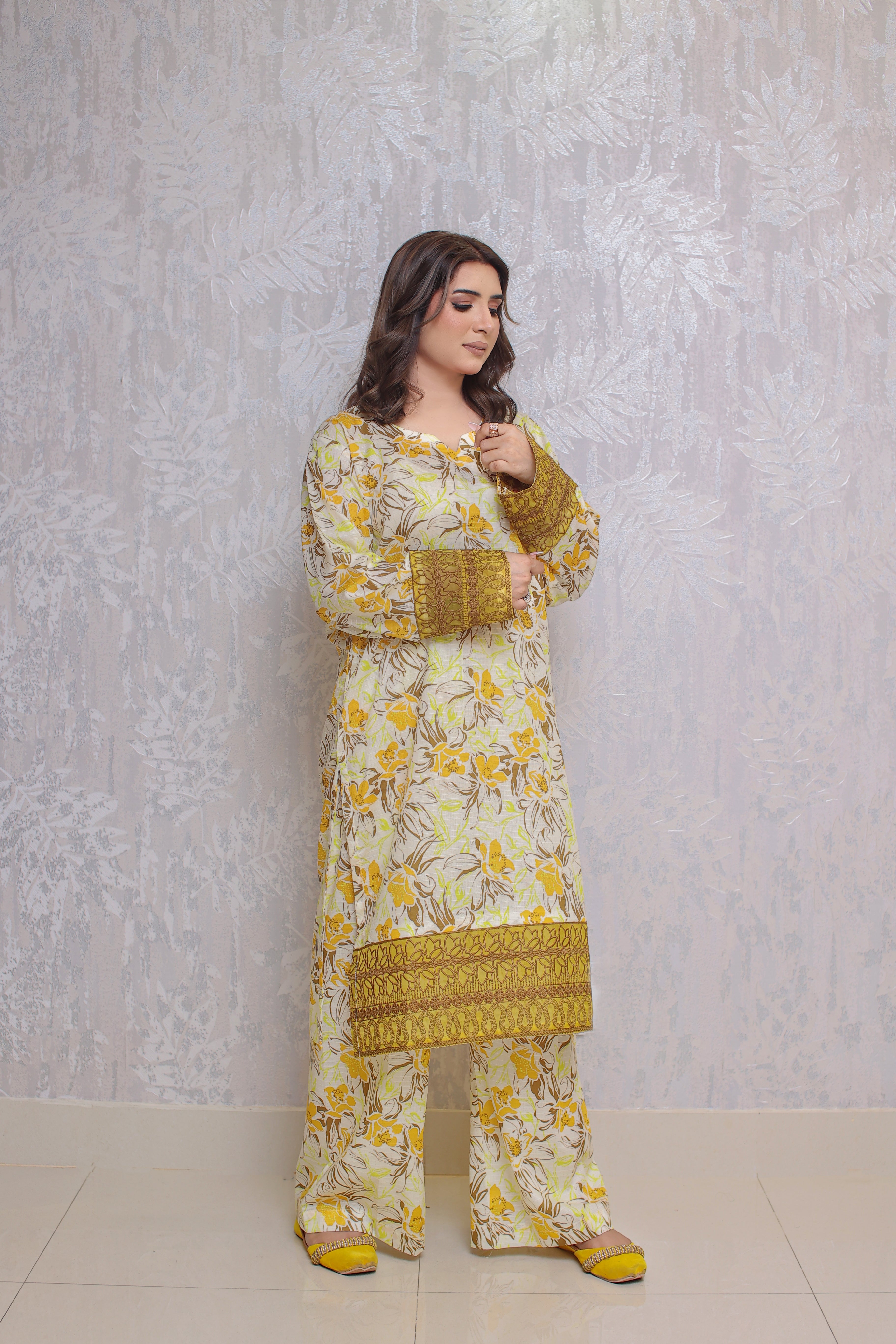 2 Piece - Off White Color Soft Lawn Tana-Bana | ZB1009-SM