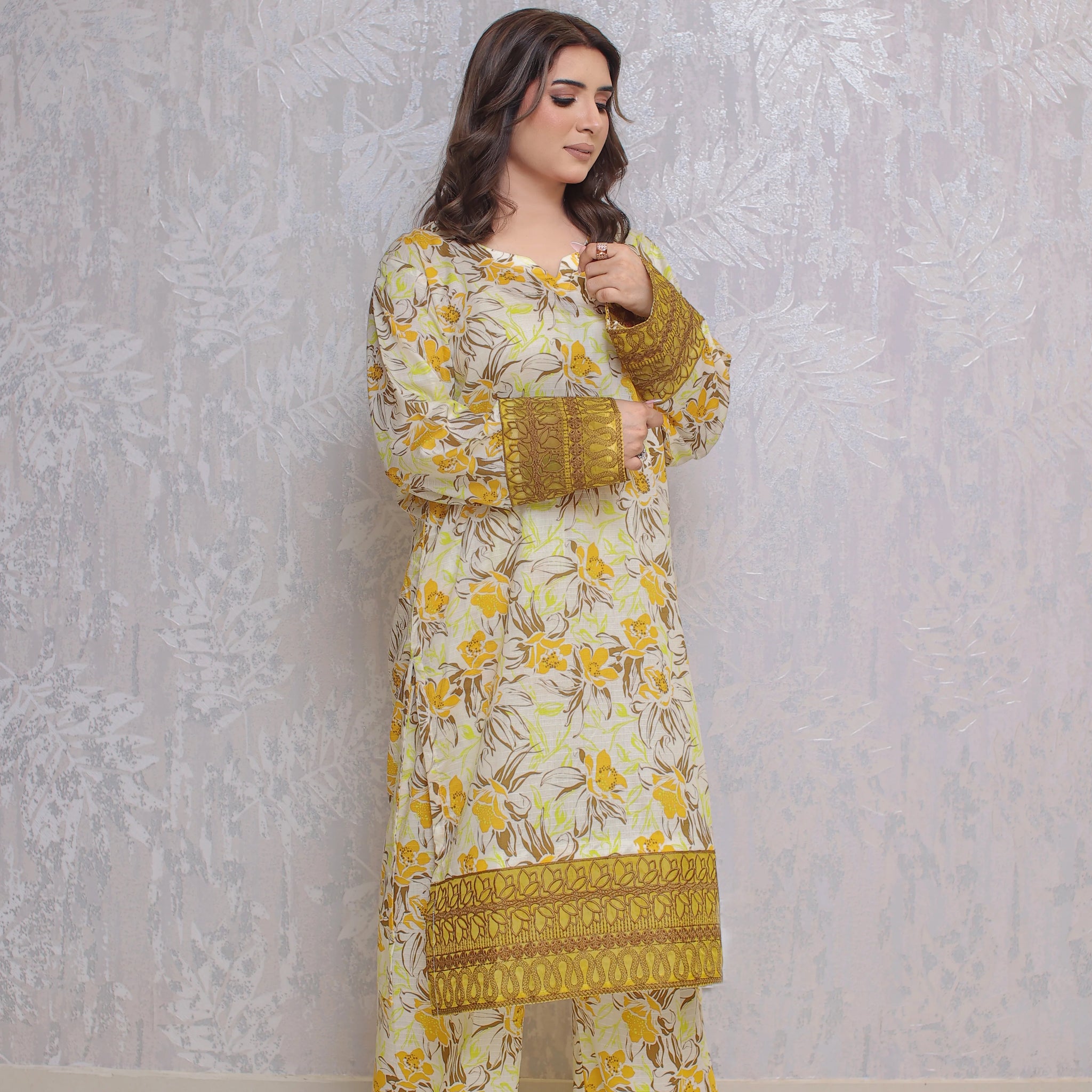 2 Piece - Off White Color Soft Lawn Tana-Bana | ZB1009-SM