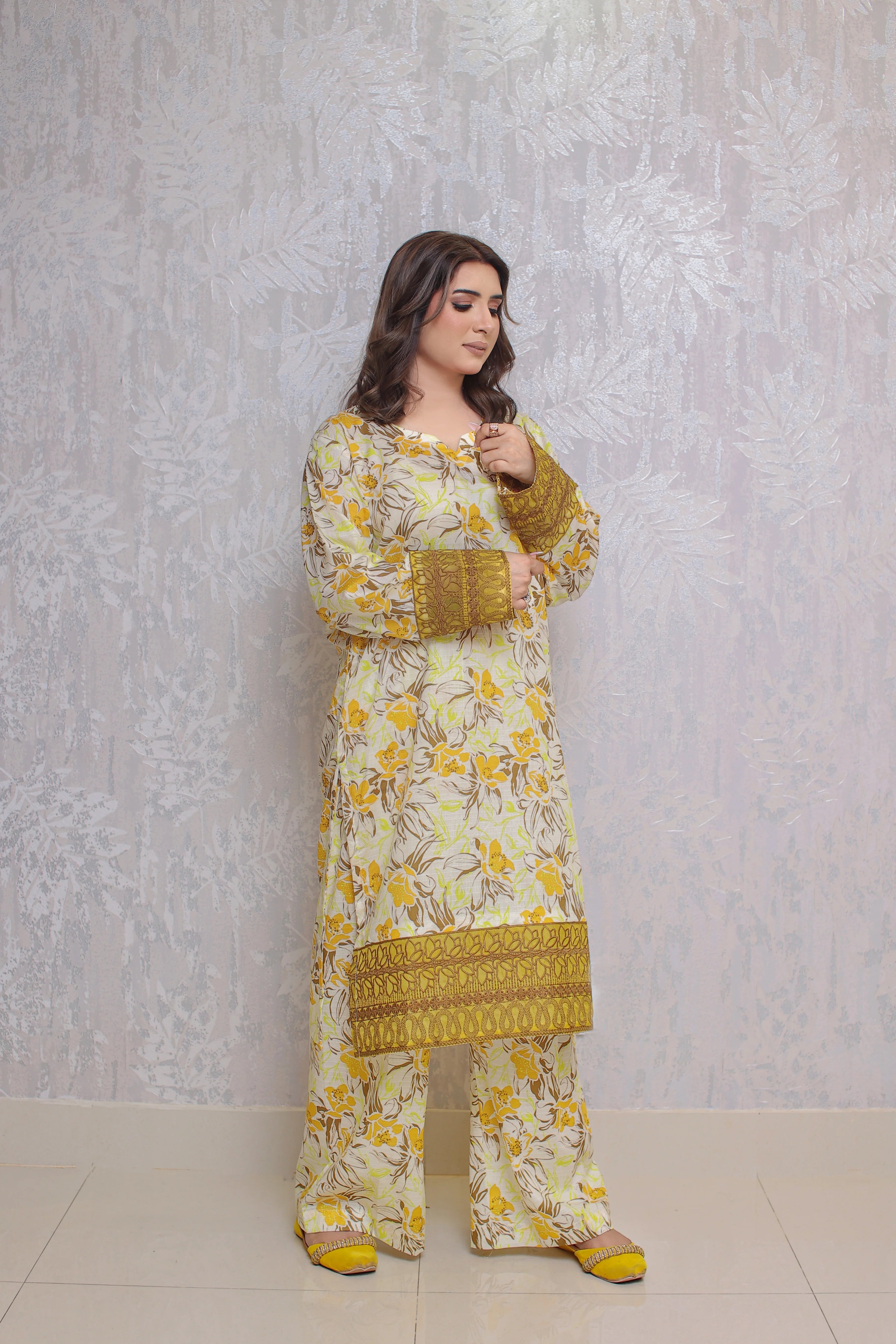 2 Piece - Off White Color Soft Lawn Tana-Bana | ZB1009-SM
