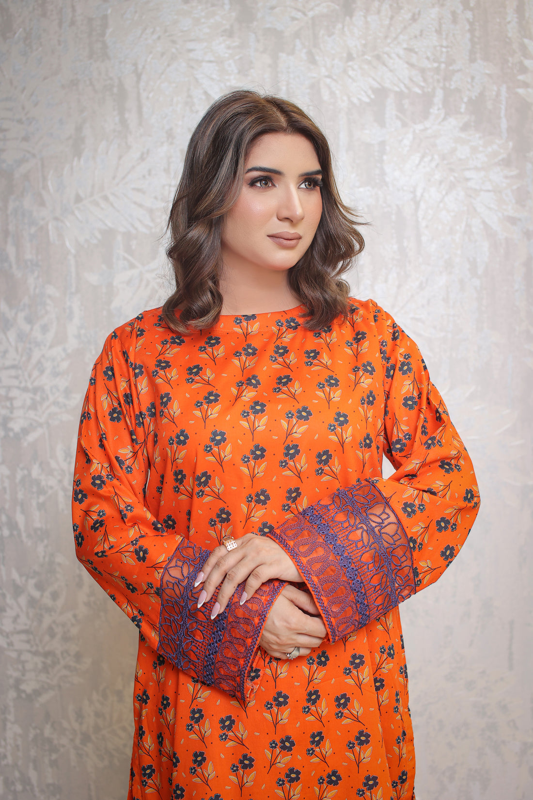 2 Piece - Orange Color Printed Soft Lawn | ZB1008-SM
