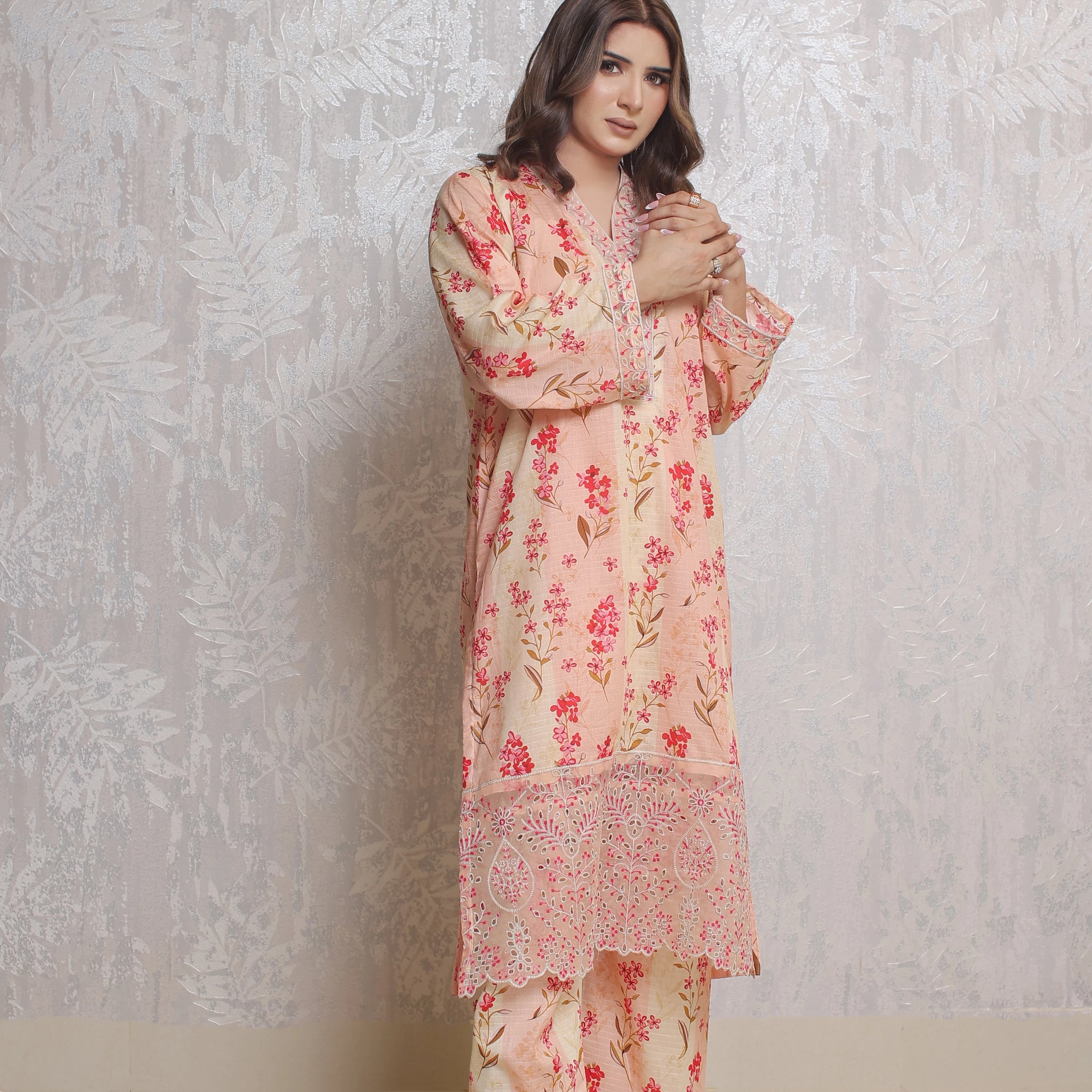 2 Piece - Coral Peach Soft Lawn | ZB1014-SM