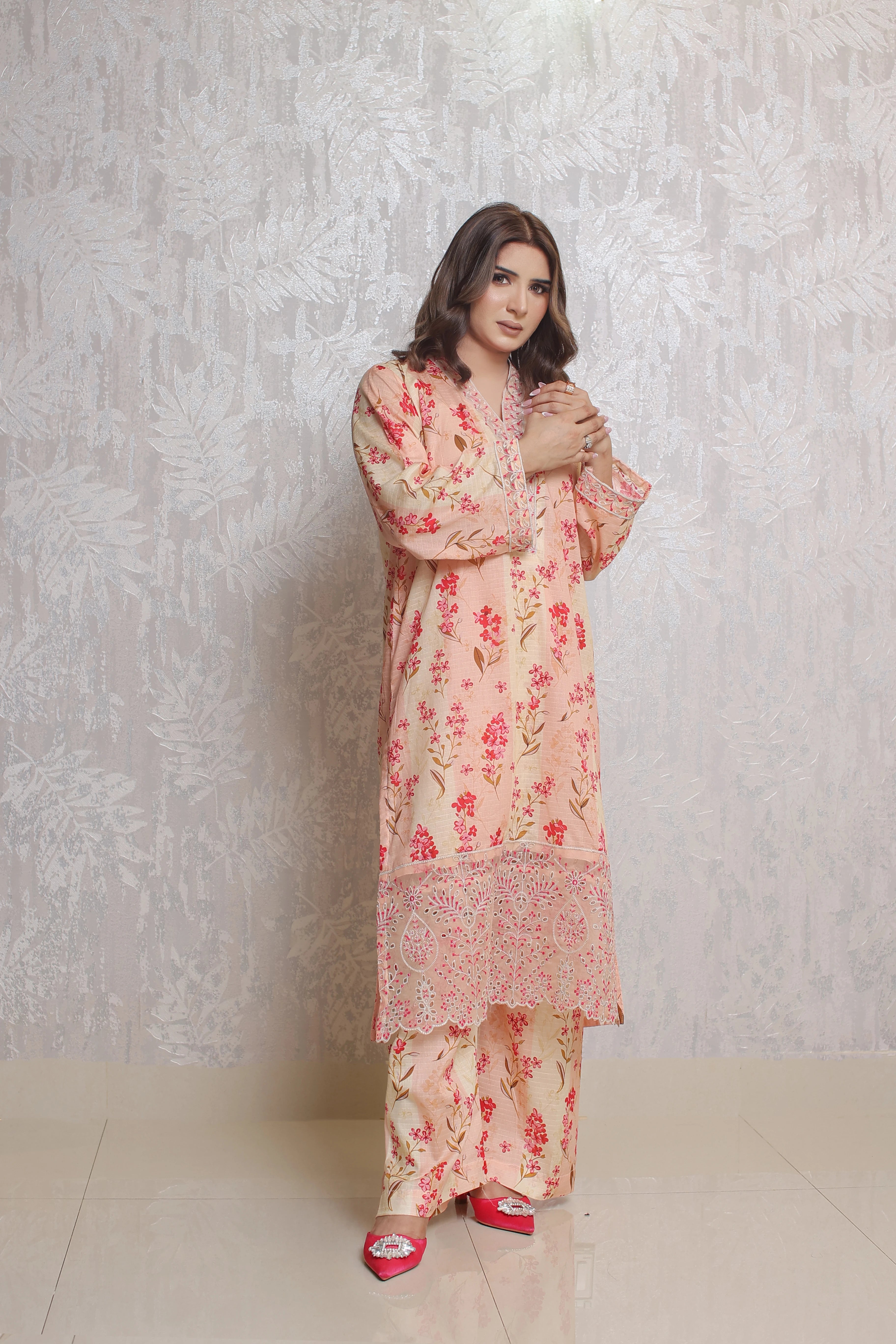2 Piece - Coral Peach Soft Lawn | ZB1014-SM