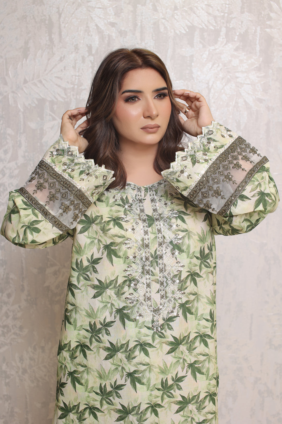 2 Piece - Floral Green Colour Soft Lawn Suit | ZB1019-SM