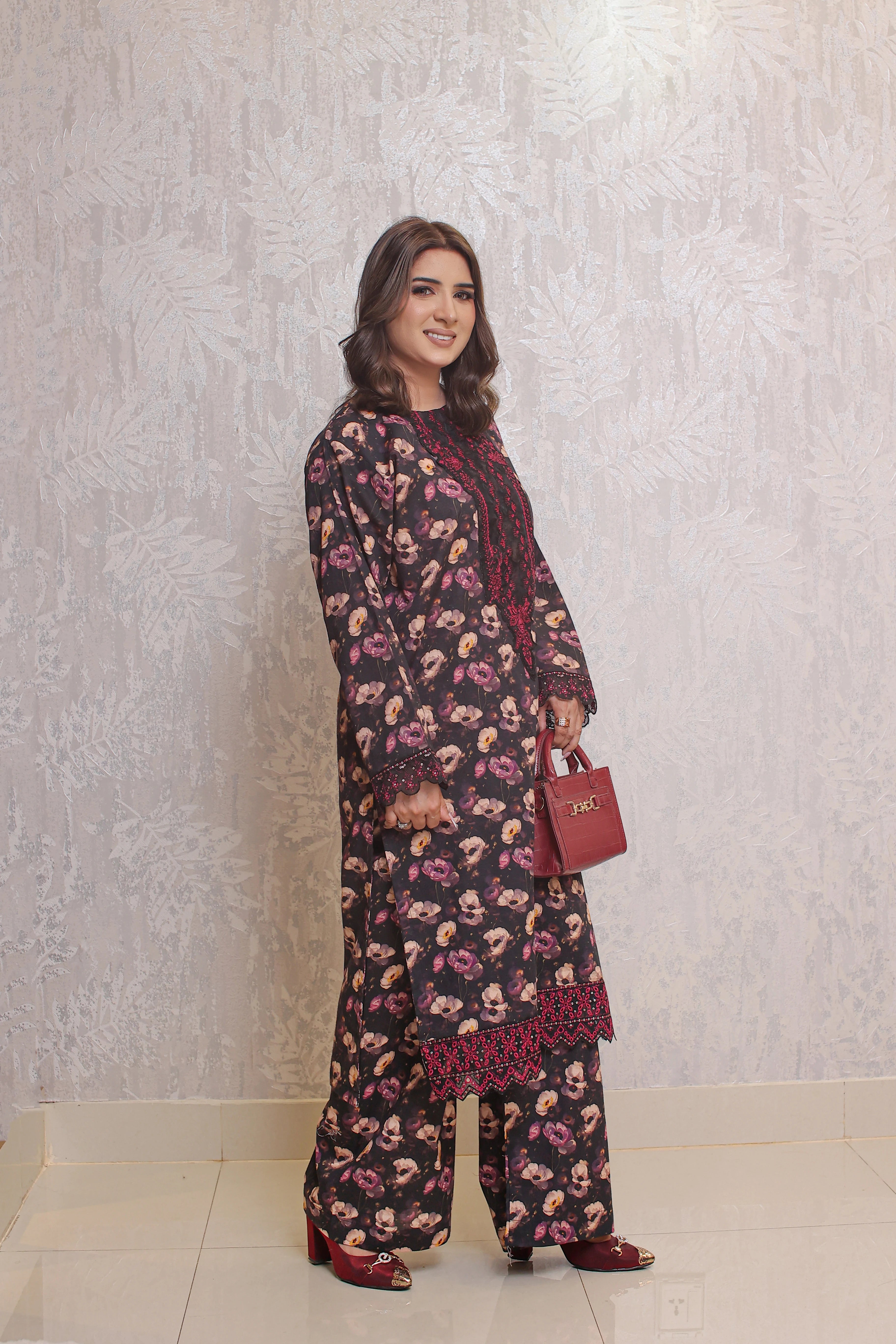 2 Piece - Black Plum Color Bana Doria Suit | ZB1016-SM