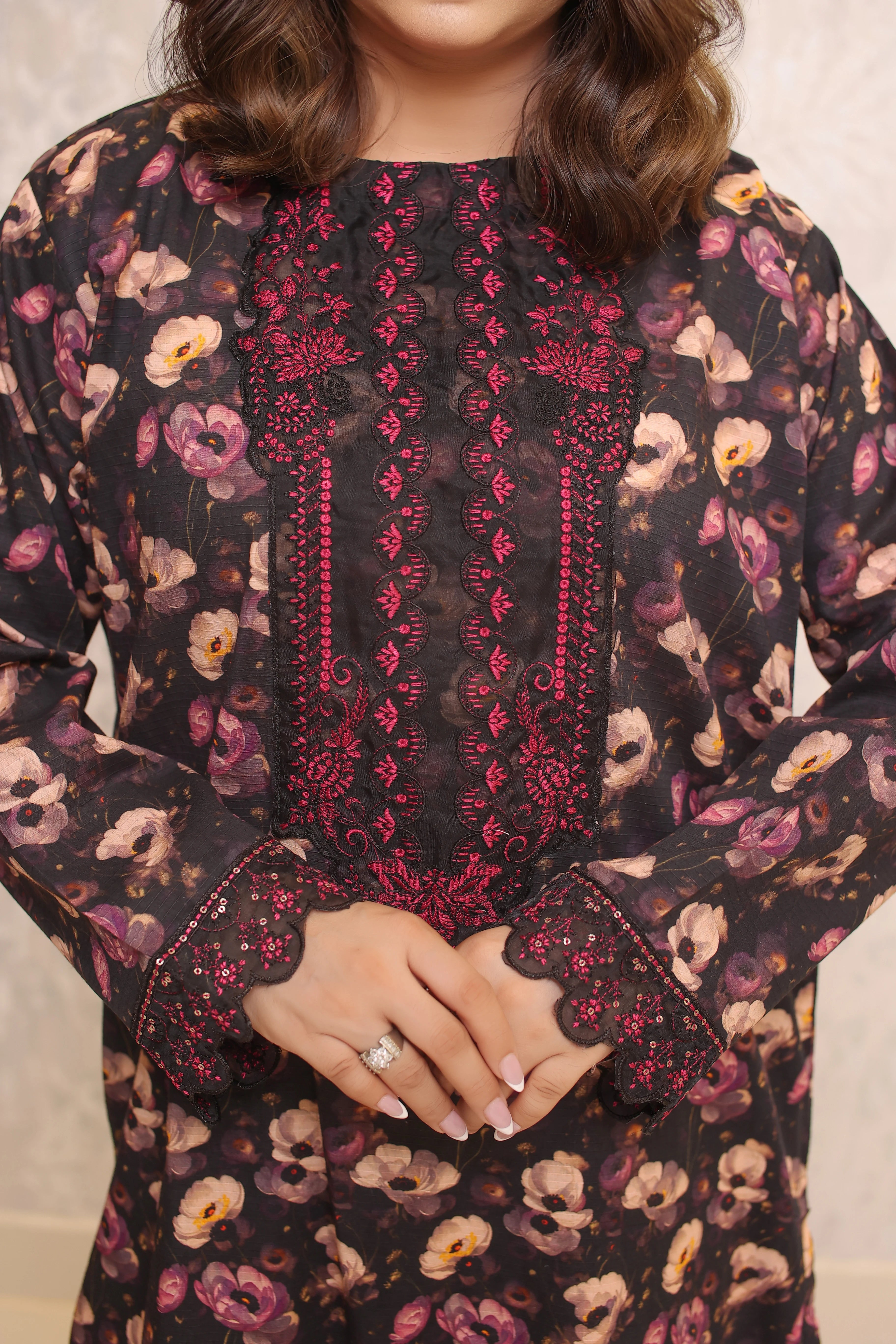 2 Piece - Black Plum Color Bana Doria Suit | ZB1016-SM