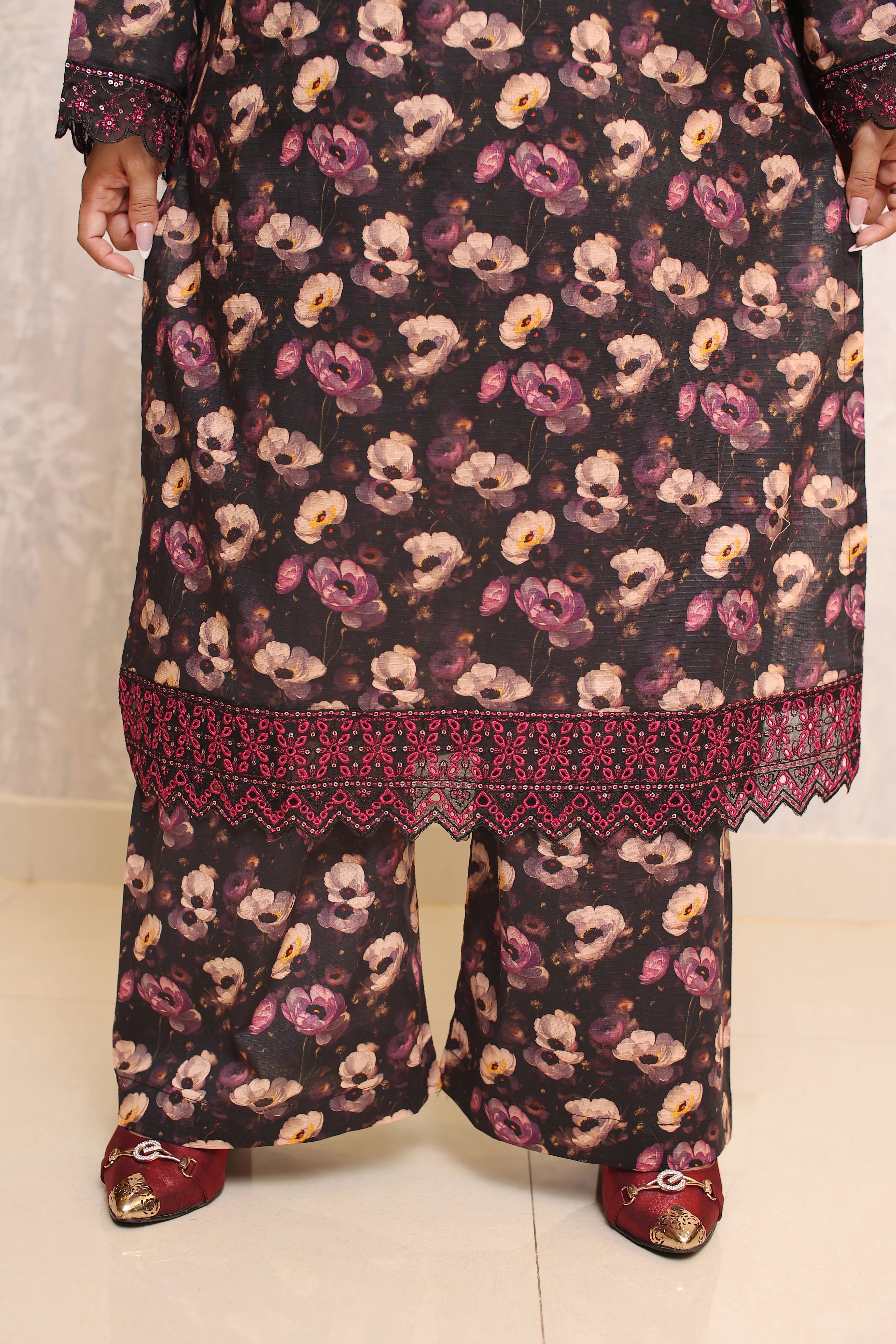 2 Piece - Black Plum Color Bana Doria Suit | ZB1016-SM