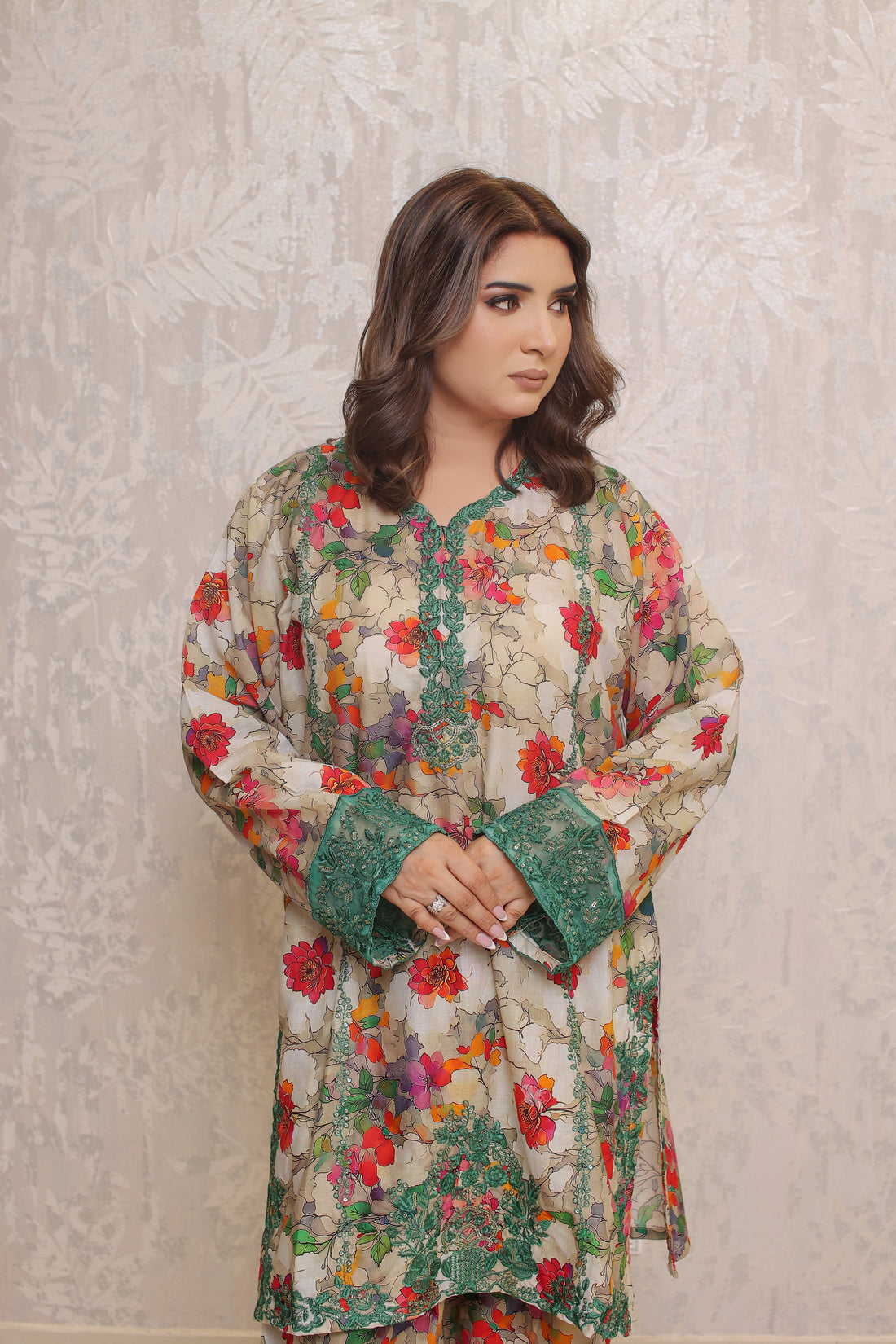 2 Piece - Peach Multi Printed Color Soft Lawn | ZB1022-SM