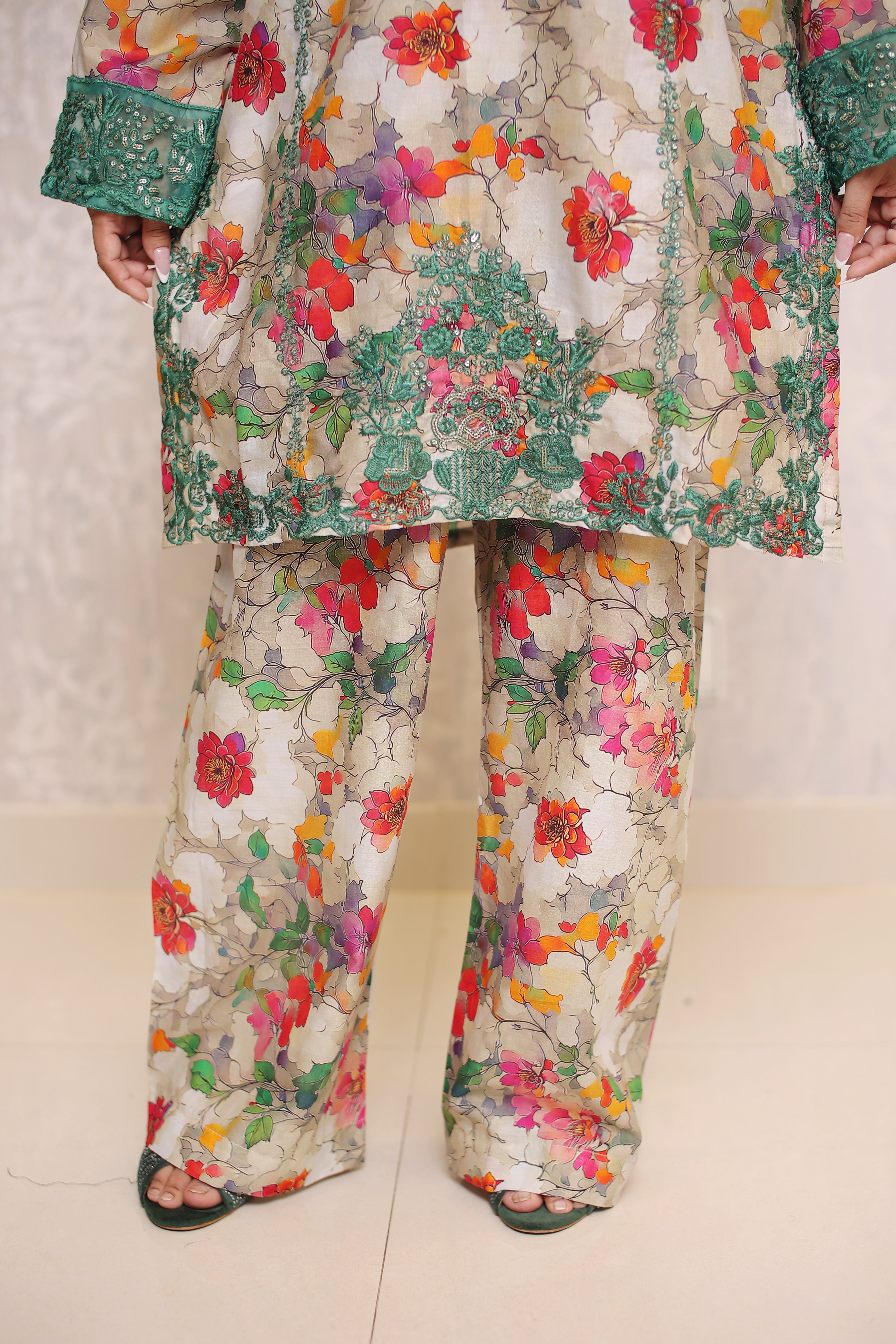 2 Piece - Peach Multi Printed Color Soft Lawn | ZB1022-SM
