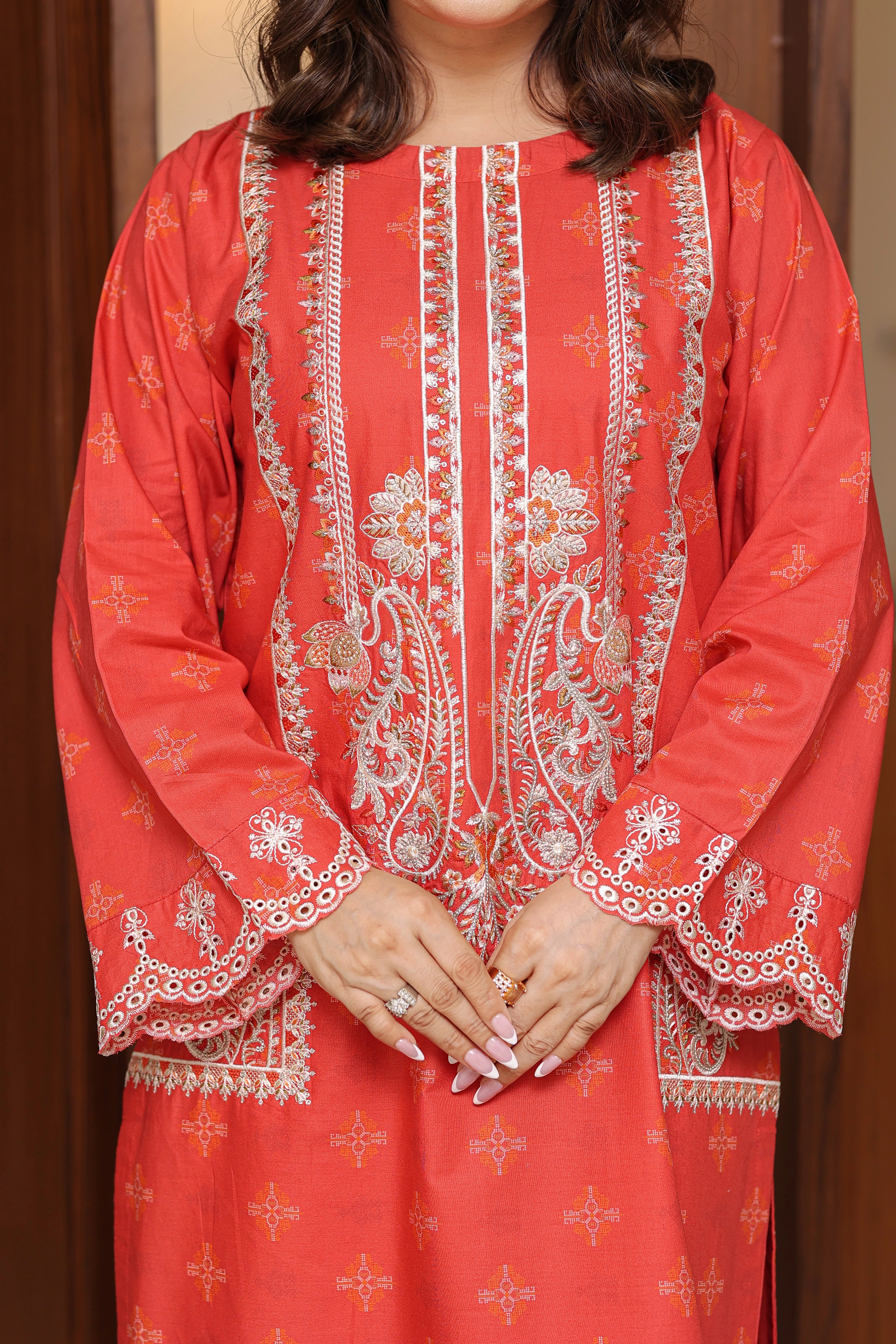 2 Piece - Orange Red Colour Soft Cotten | ZB1004-SM