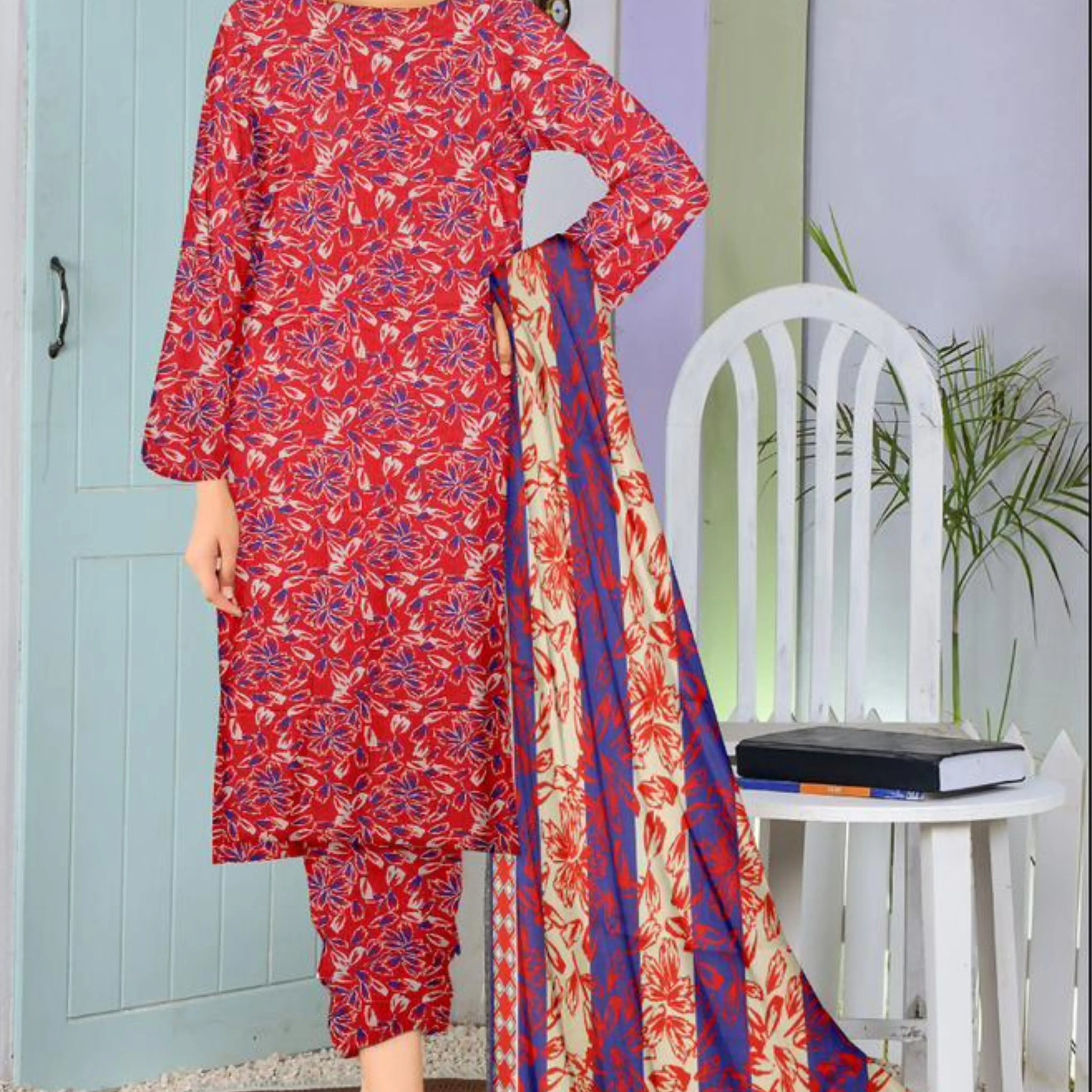 3 Piece Bana Doria Linuen Printed with Tana Dora Dupatta ZR-1319-WC