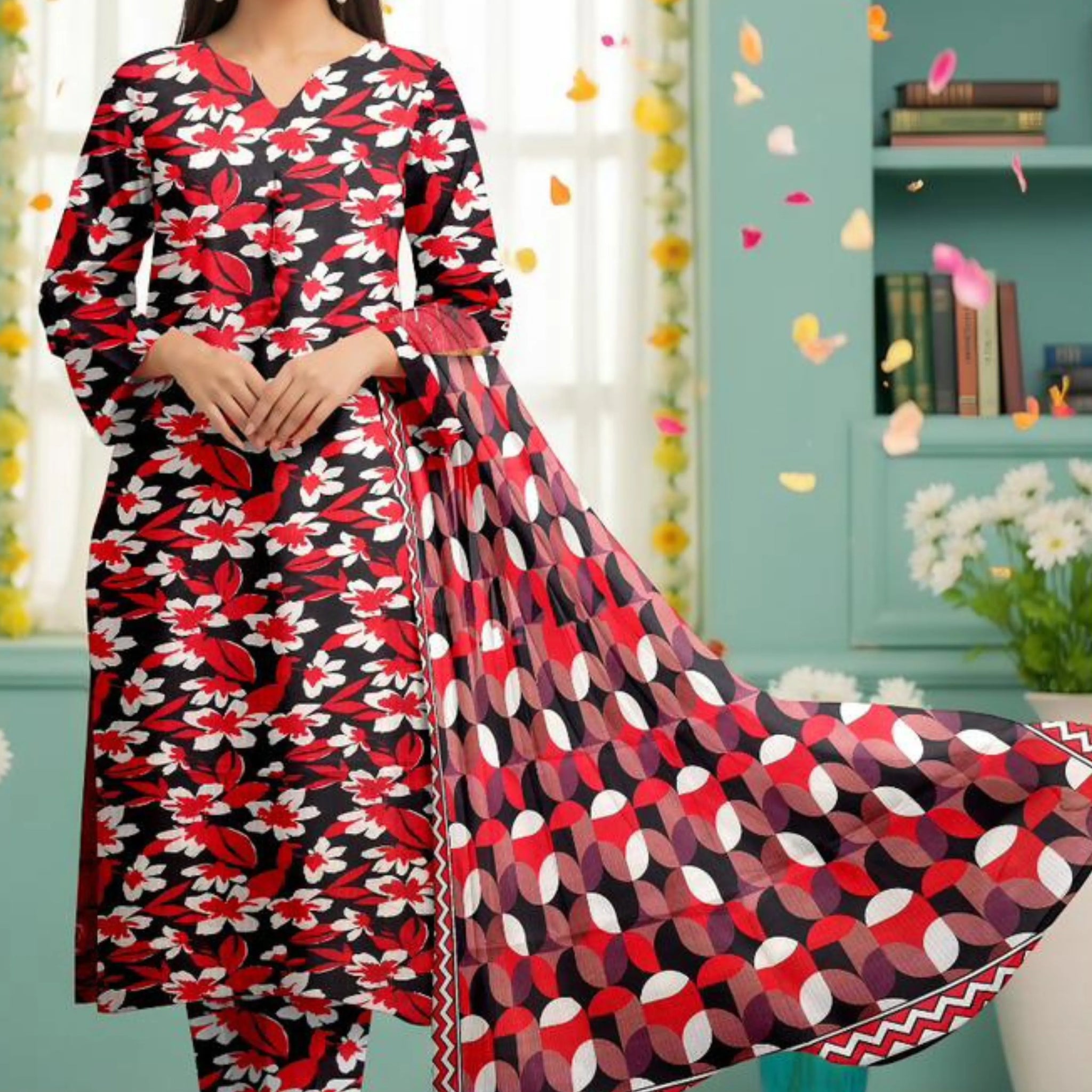 3 Piece Bana Doria Linuen Printed with Tana Dora Dupatta ZR-1320-WC